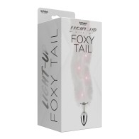 Foxy Tail Light Up Faux Fur Butt Plug - White