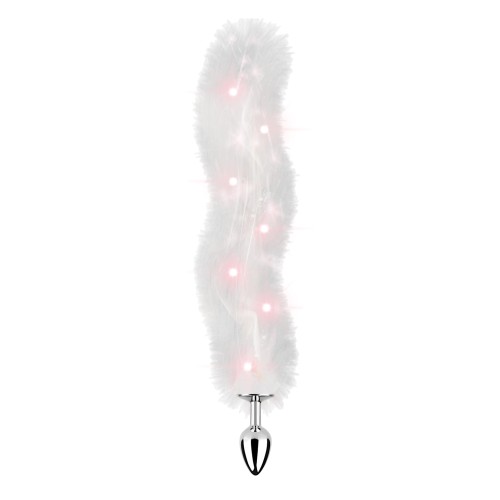 Foxy Tail Light Up Faux Fur Butt Plug - White