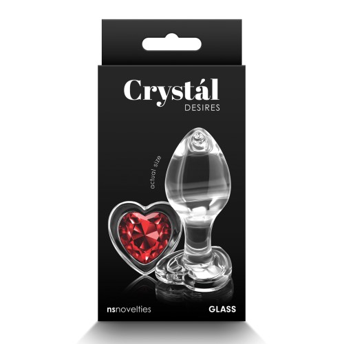 Crystal Desires Glass Heart Gem Butt Plug Medium Red