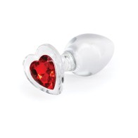 Crystal Desires Glass Heart Gem Butt Plug Medium Red