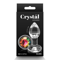 Crystal Desires Glass Butt Plug Rainbow