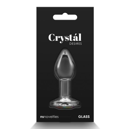 Crystal Desires Glass Butt Plug Rainbow