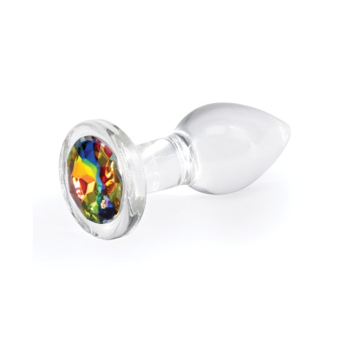 Crystal Desires Glass Butt Plug Rainbow