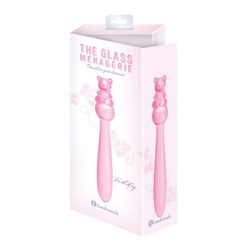 Charming Pink Glass Dildo with Teddy Bear