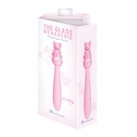 Charming Pink Glass Dildo with Teddy Bear