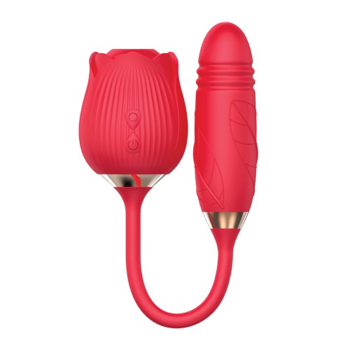 Wild Rose & Thruster Vibrator in Red for Dual Pleasure