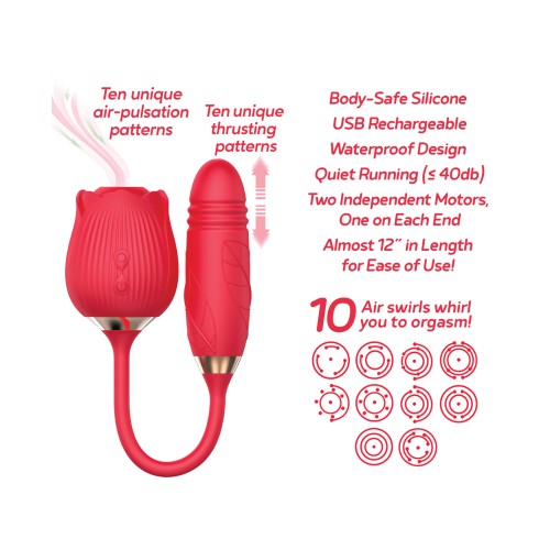 Wild Rose & Thruster Vibrator in Red for Dual Pleasure