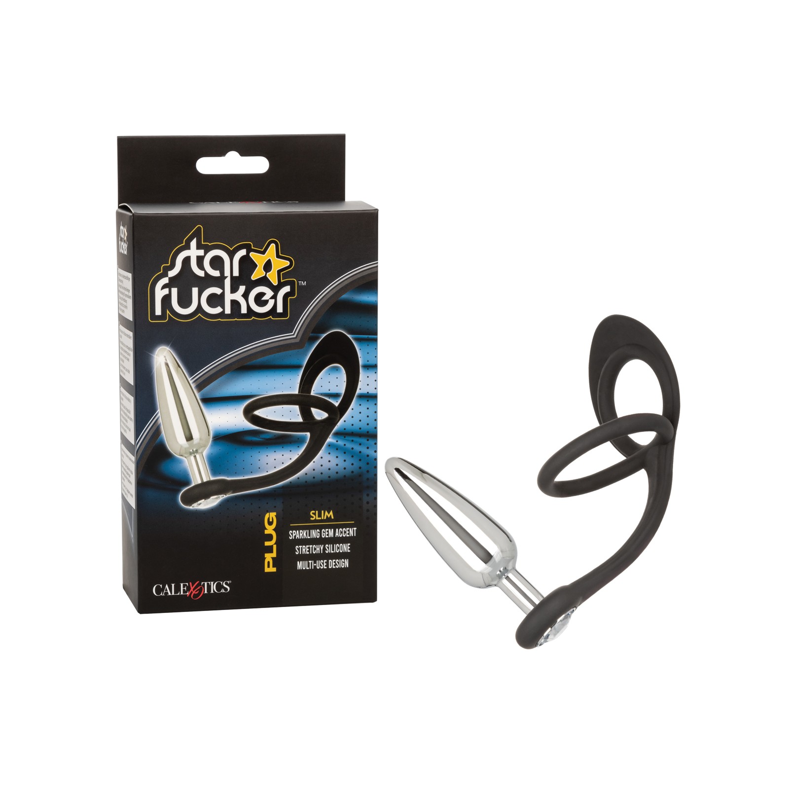 Plug Gem Slim Star Fucker con Mejorador de Silicona - Negro