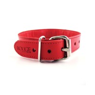 Rouge Leather Studded O Ring Collar for Bondage