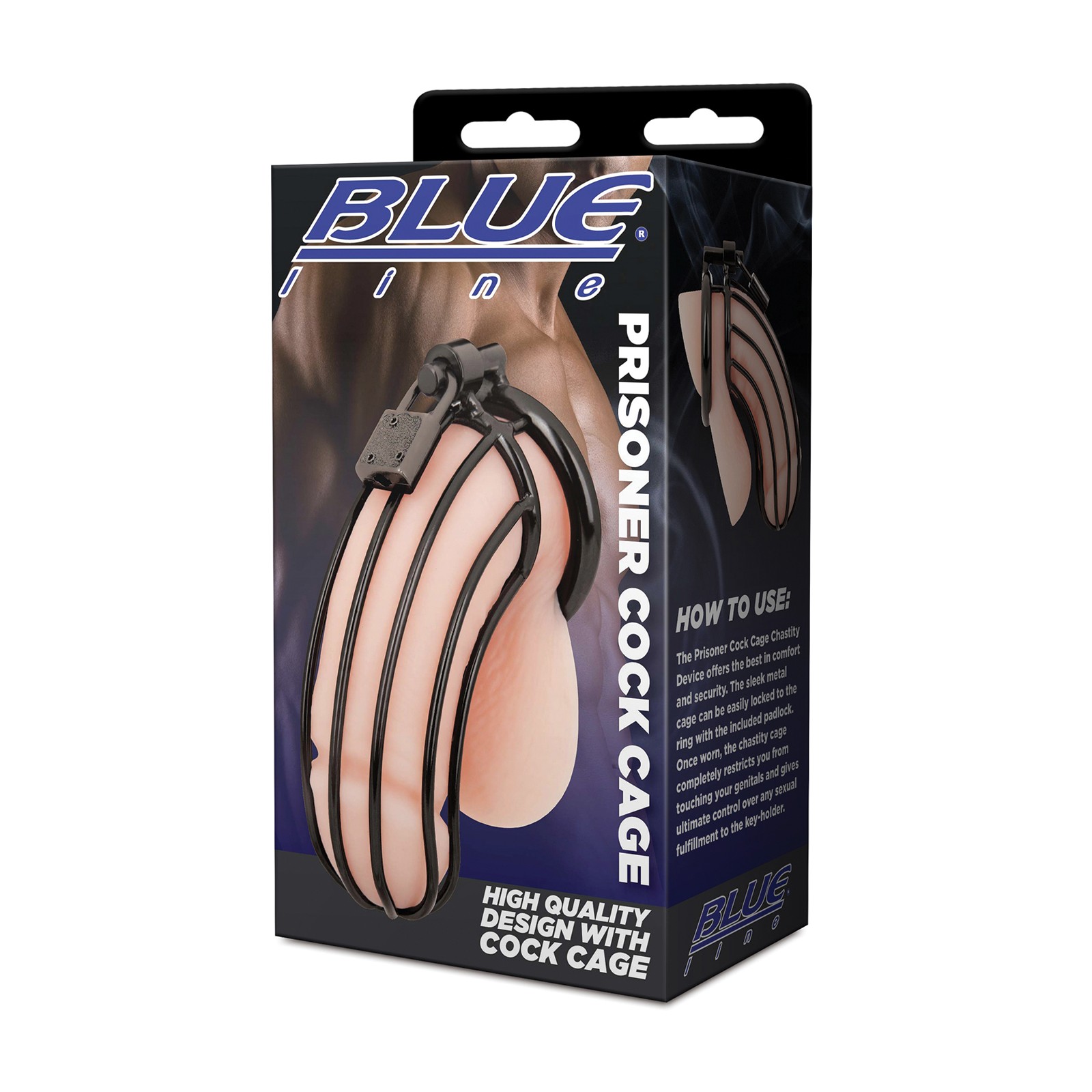 Blue Line Prisoner Cock Cage Black