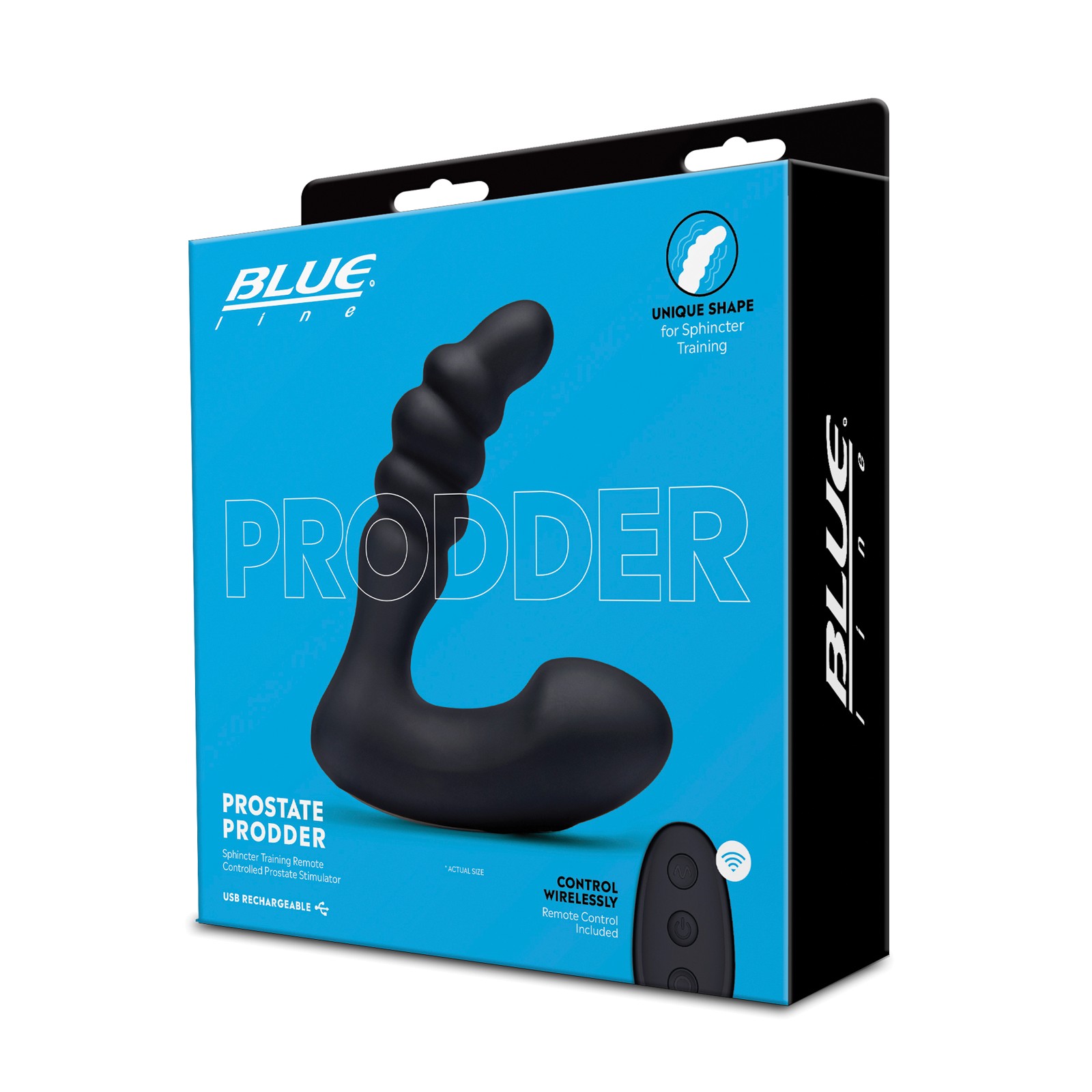 Blue Line Vibrating Prostate Prodder with Remote Black