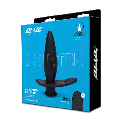 Blue Line Vibrating Anal Plug Pointer Remote Black