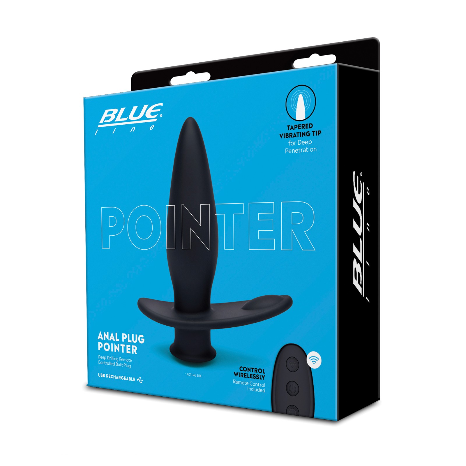 Blue Line Vibrating Anal Plug Pointer Remote Black