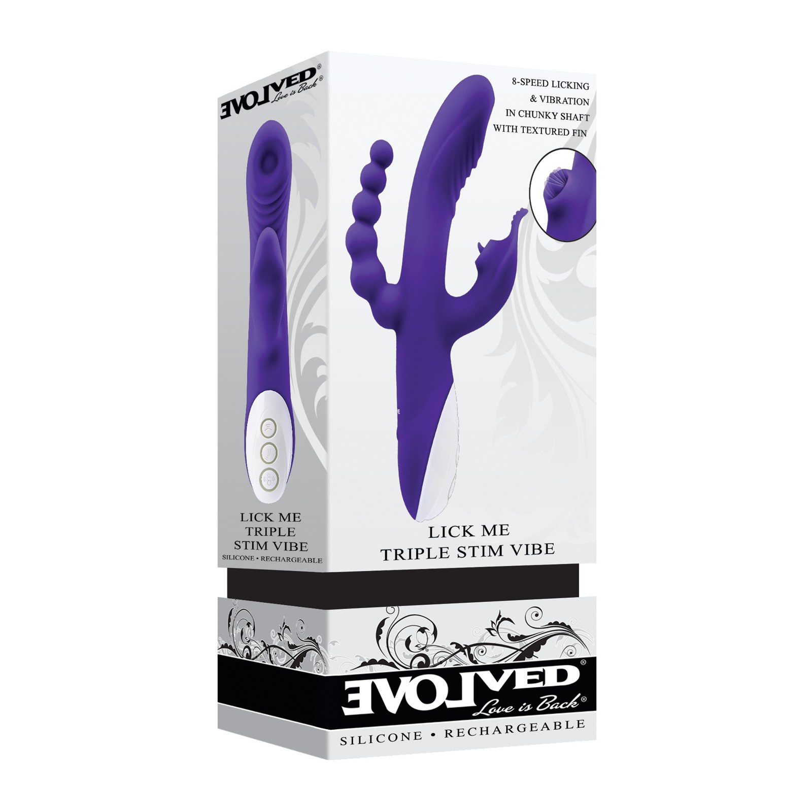 Vibrador Evolved Lick Me Triple Estimulación Púrpura