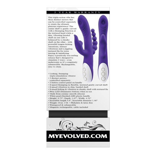 Vibrador Evolved Lick Me Triple Estimulación Púrpura