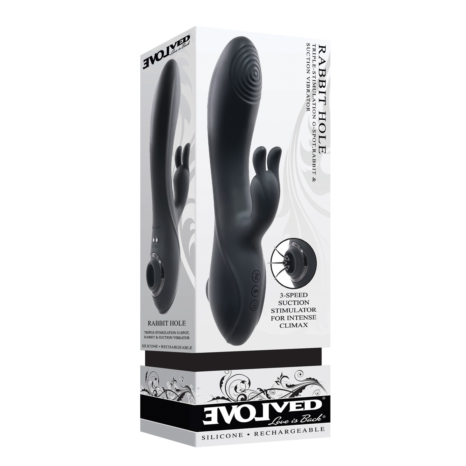 Evolved Rabbit Hole Triple Stimulation Vibrator Black