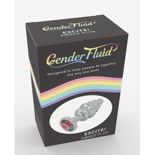 Plug Ribbed Gender Fluid Excite! Plateado