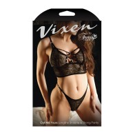 Conjunto Bralette Panty Encaje Vixen Call Me Yours Negro