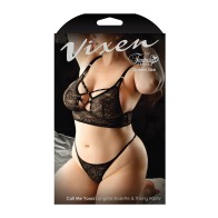 Vixen Call Me Yours Lace Bralette & Panty Set - Black