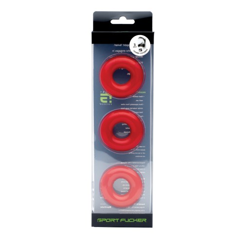 Pack de 3 Anillos para Pene Sport Fucker Chubby - Rojo