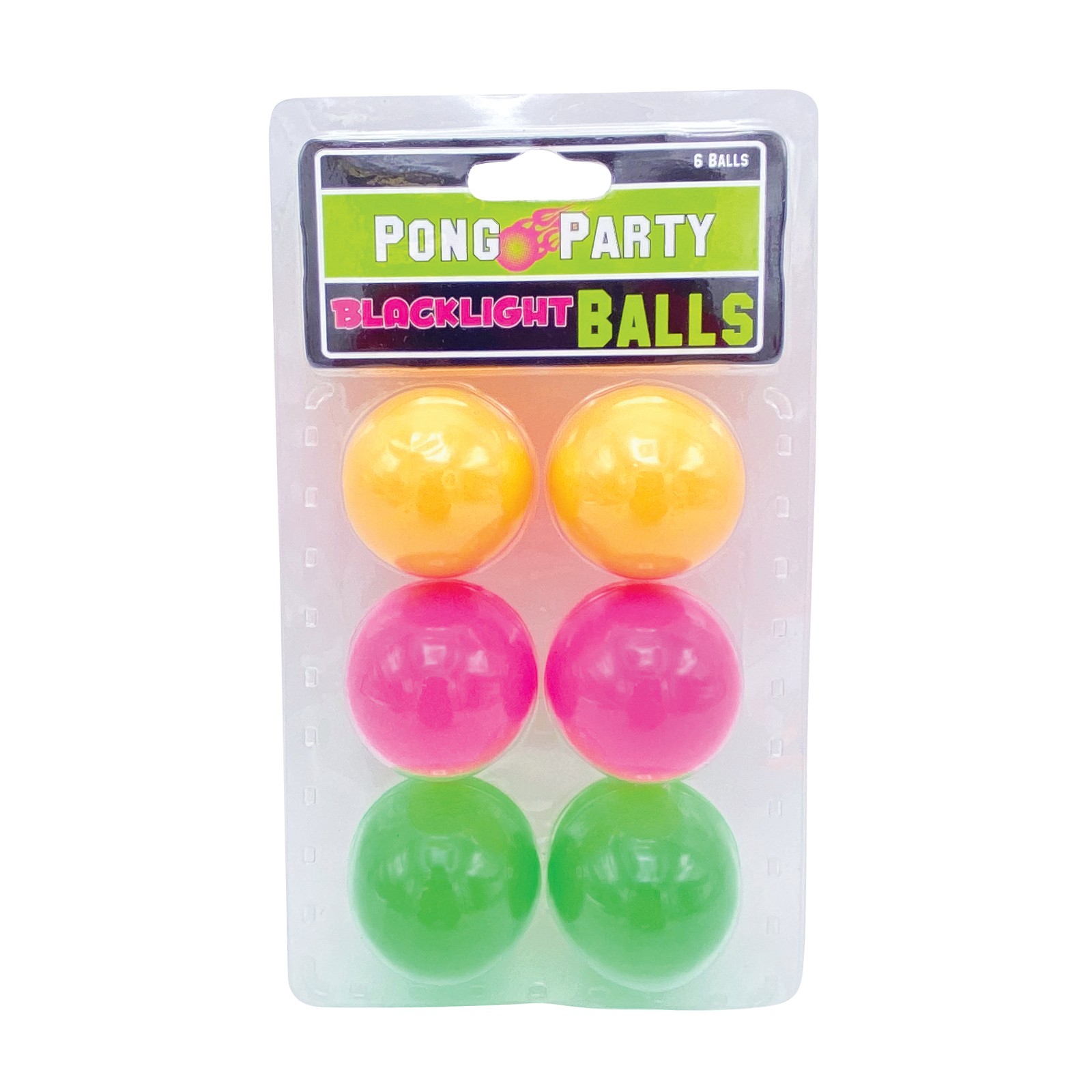 Black Light Pong Balls Pack of 6 Assorted Colors