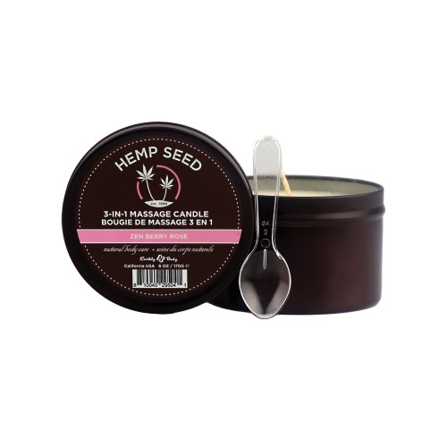 Earthly Body Hemp Massage Candle Zen Berry Rose