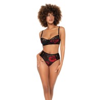 Underwire Bra Top and High Waisted Bottom Black L/XL