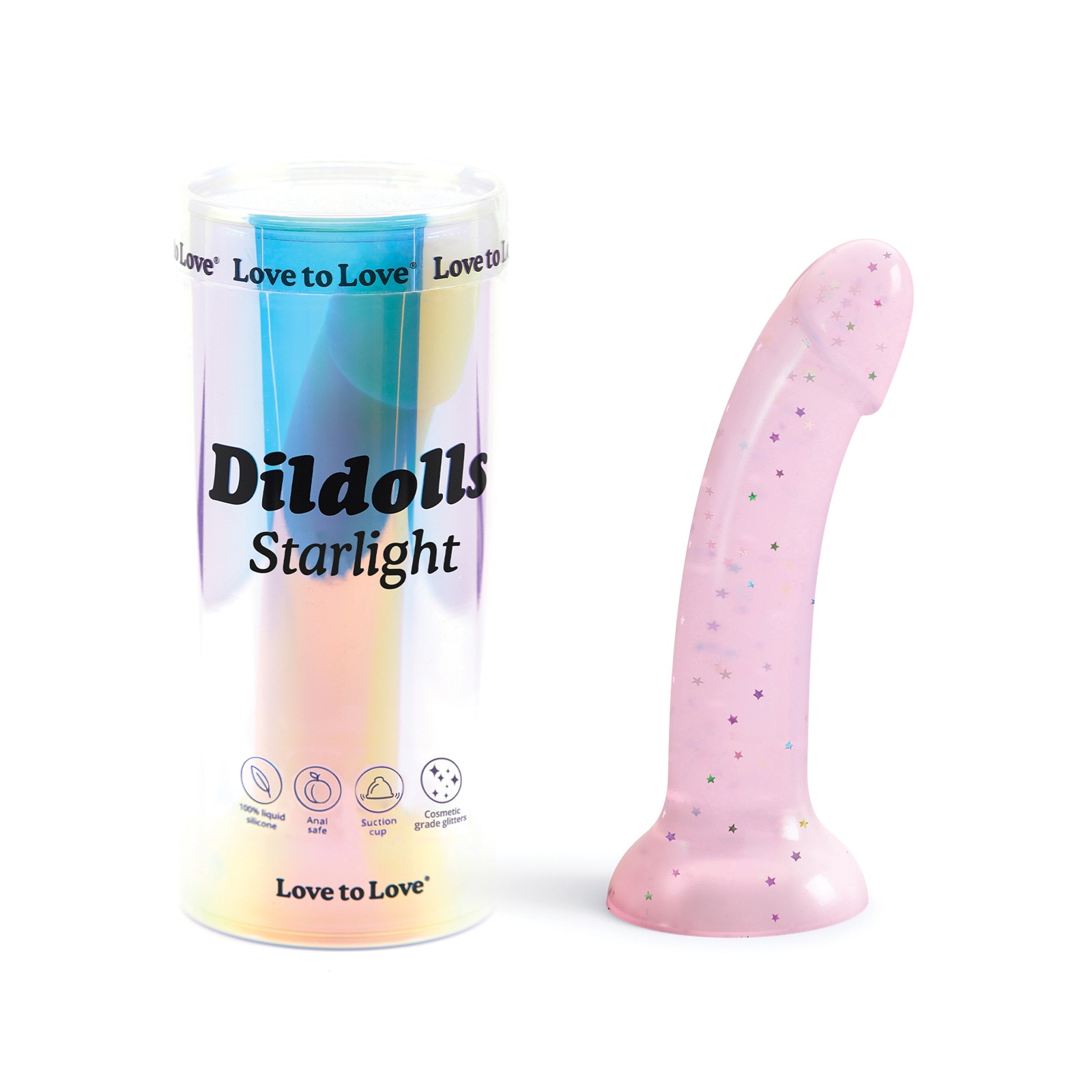 Love to Love Curved Suction Cup Dildolls Starlight Pink