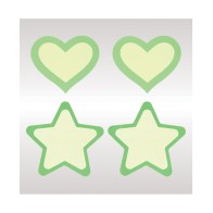 Peekaboos Glow in the Dark Hearts Stars Green