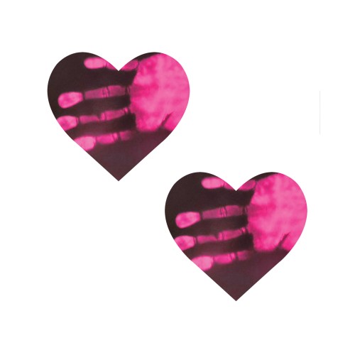 Neva Nude Heart Pasties Temperature Reactive Neon Pink