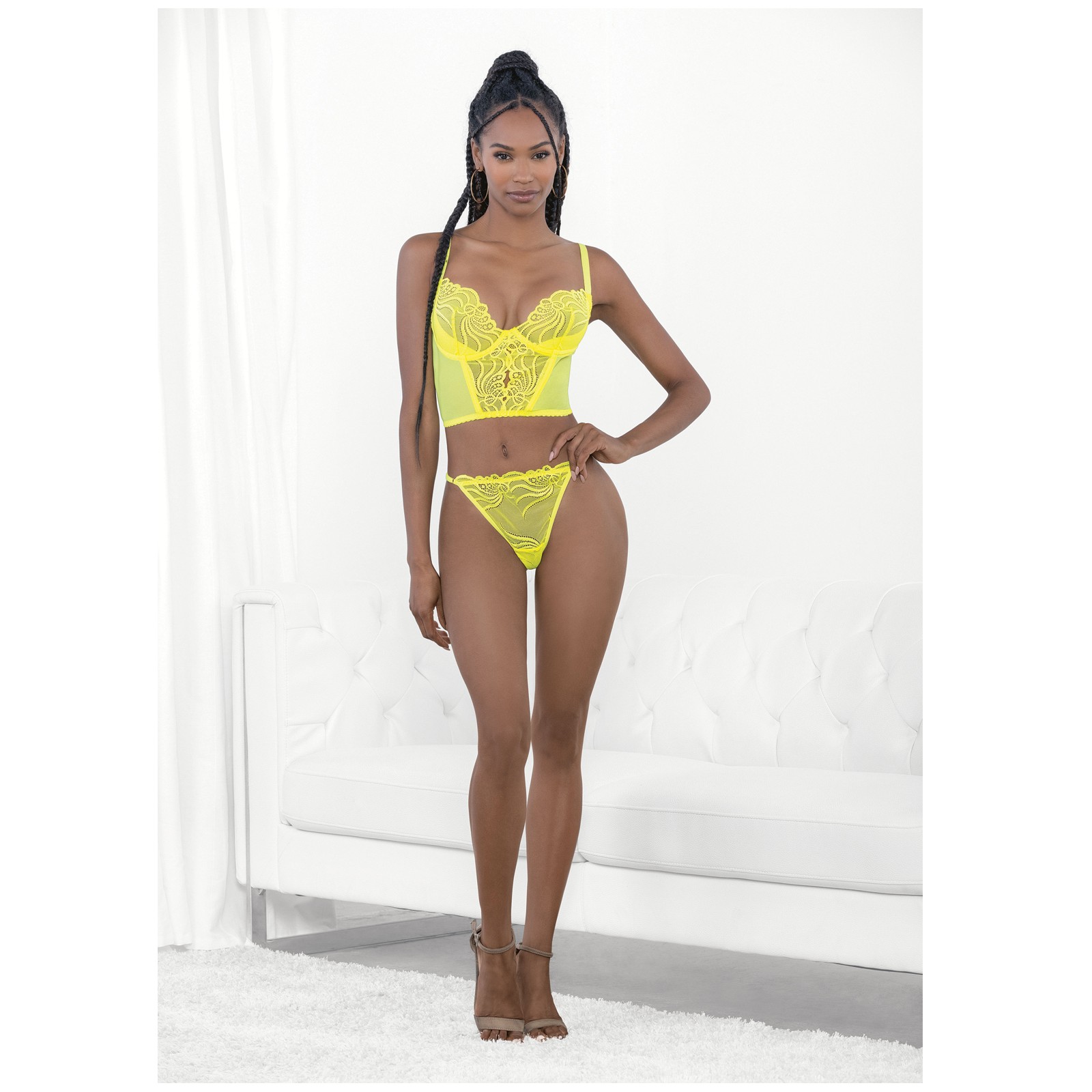 Neon Lace Corset Top & Panty Set