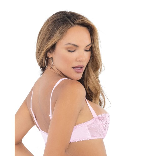 Lace Bra Underwire Boning Cups Pink 32