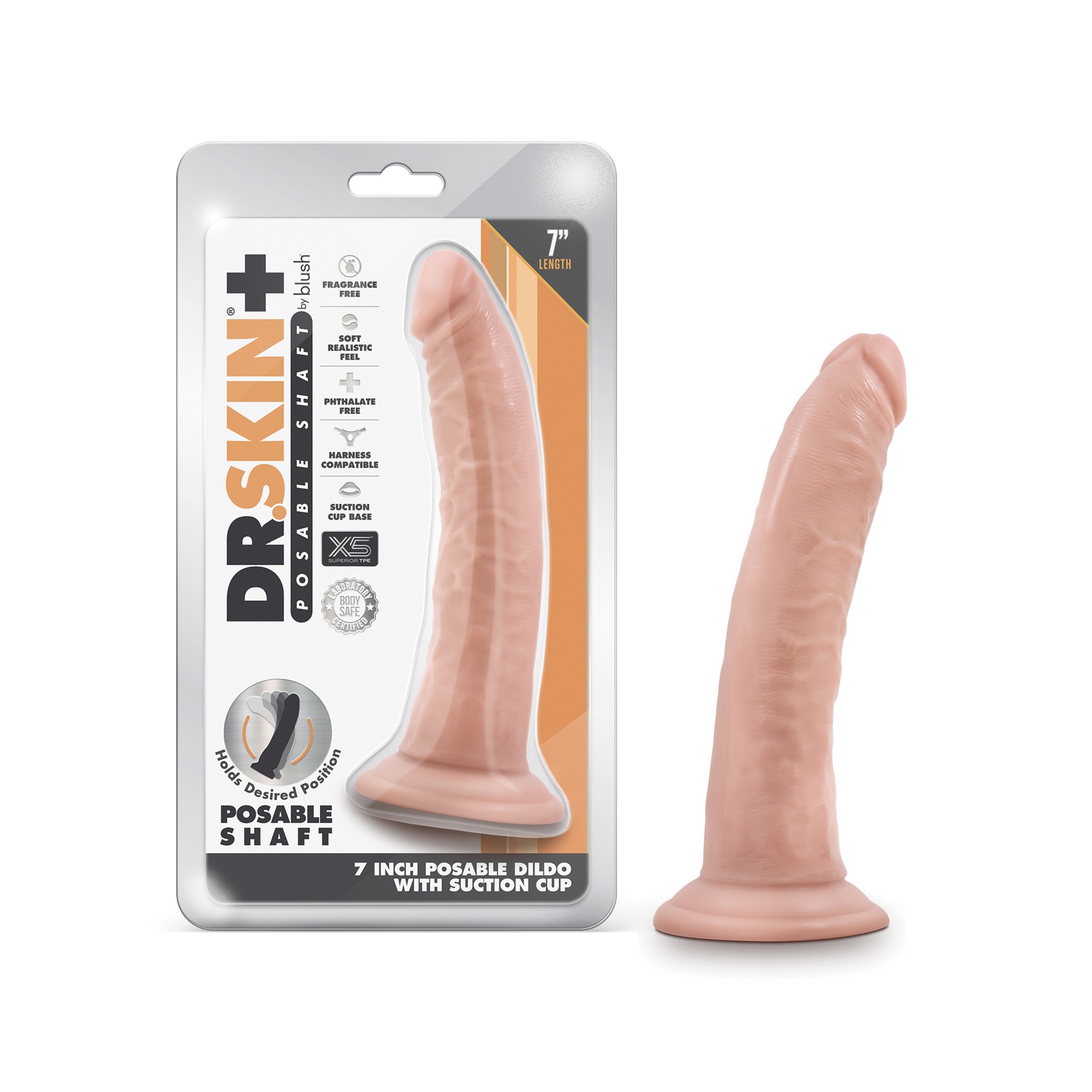 Dildo Posable Blush Dr. Skin Plus 7" Vainilla