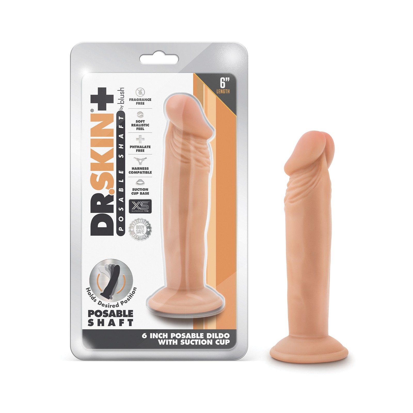 Blush Dr. Skin Plus 6 Inch Posable Dildo Vanilla