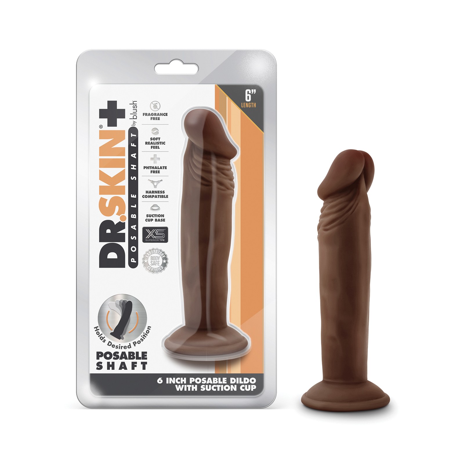 Blush Dr. Skin Plus 6" Posable Dildo Chocolate