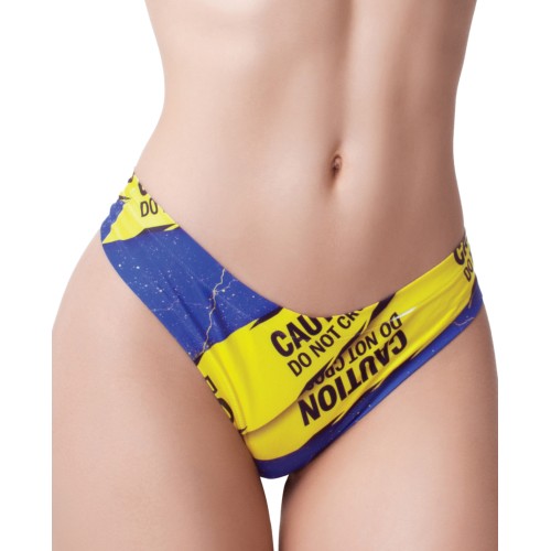 Mememe Urban Geeks Caution Printed Thong SM