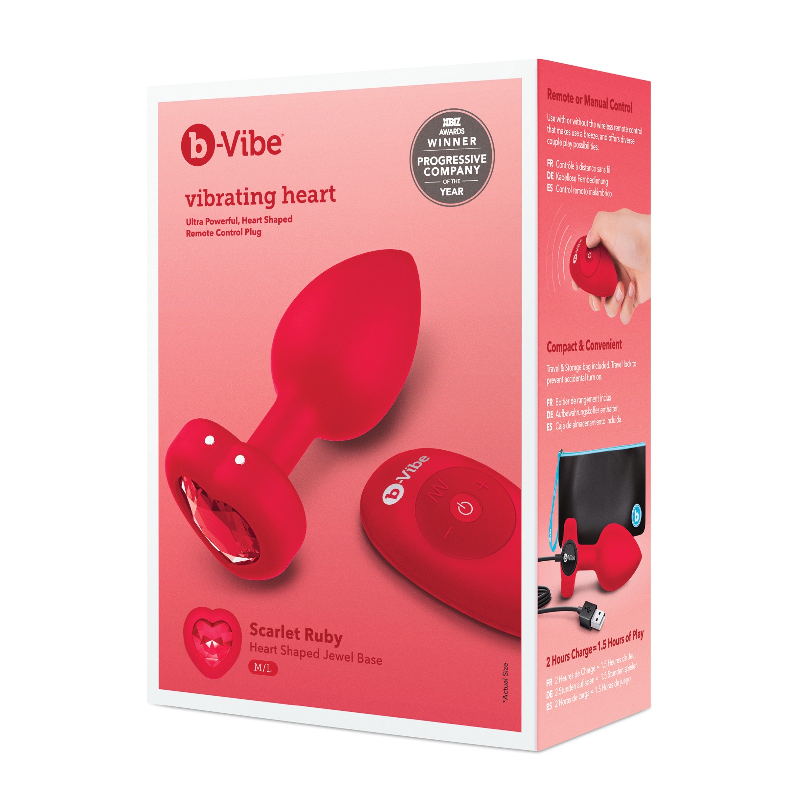 b-Vibe Vibrador Corazón Plug para Juego Supremo