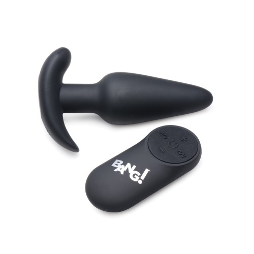 Bang! 21X Vibrating Silicone Butt Plug with Remote - Black