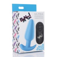 Bang 21X Vibrating Silicone Butt Plug with Remote Blue