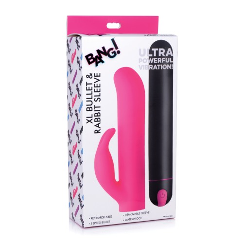 Bang! Bala XL y Manga de Silicona con Conejito - Rosa