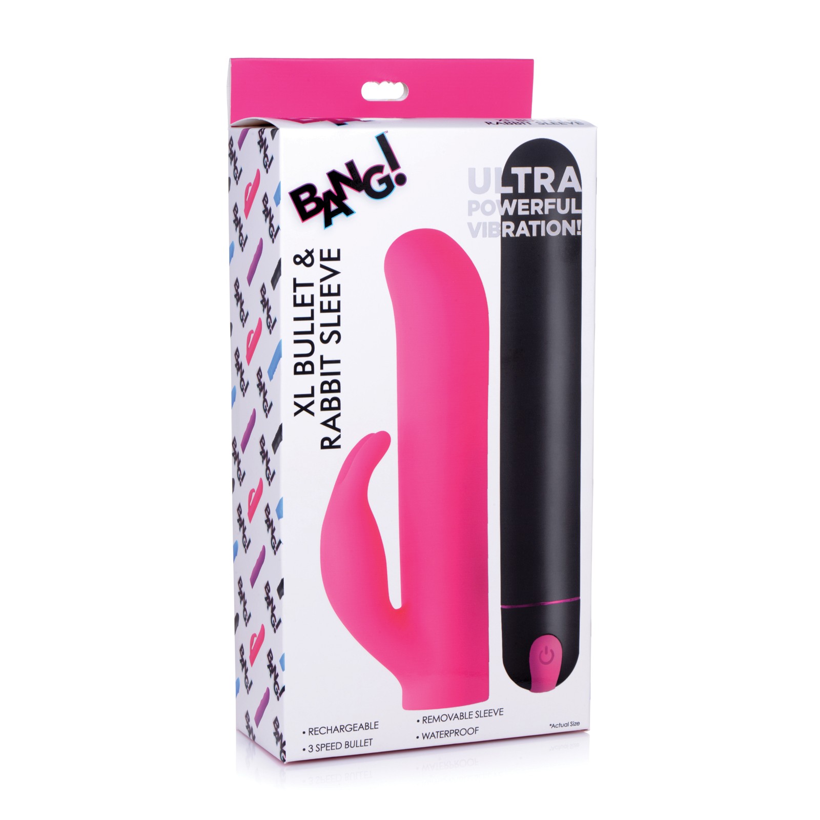 Bang! Bala XL y Manga de Silicona con Conejito - Rosa