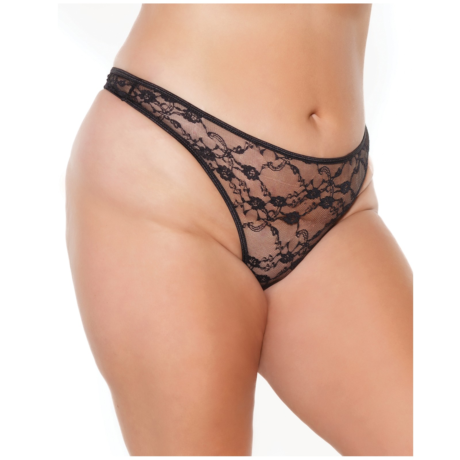 Stretch Lace High Leg Thong for Flattering Comfort