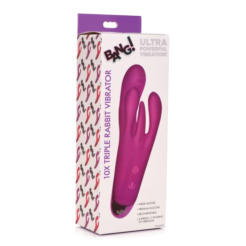 Vibrador Triple Rabbit 10X Bang! Púrpura