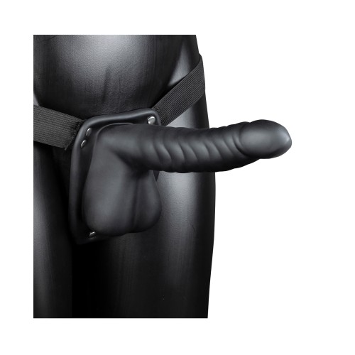 Shots Ouch 8 Ribbed Hollow Strap-On Black