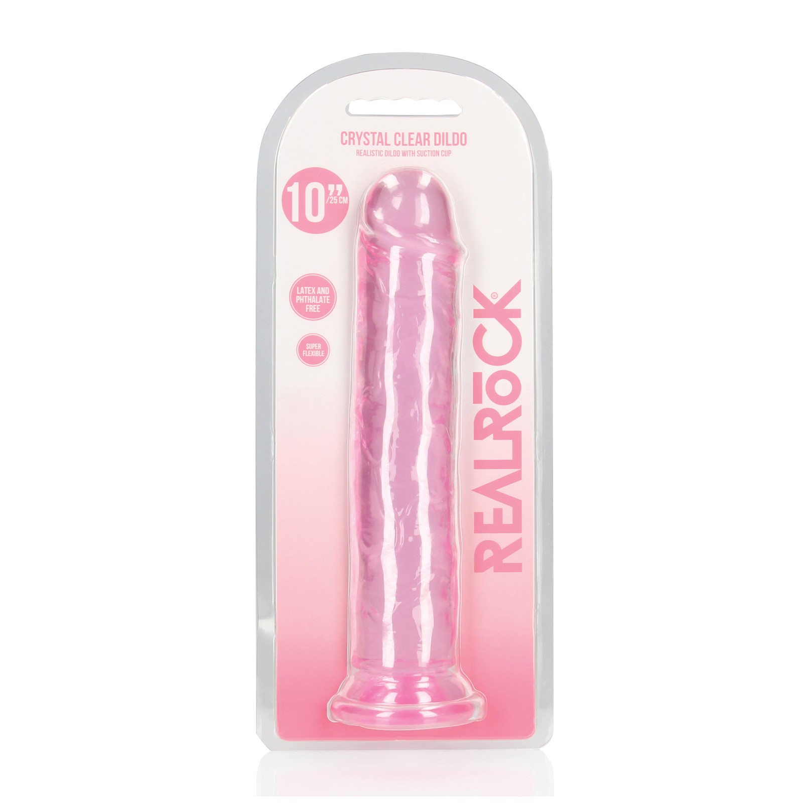 Dildo Recto Realista de 10" Crystal Clear Rosa