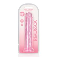 Dildo Recto Realista de 10" Crystal Clear Rosa