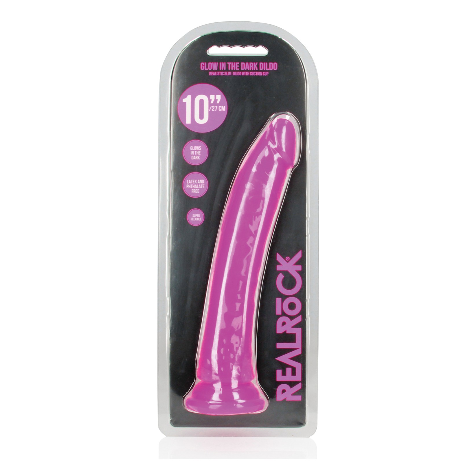 Dildo Glow in the Dark RealRock 10 Pulgadas - Púrpura Neón