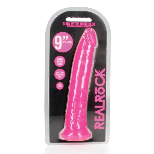 Dildo Shots RealRock 9 Pulgadas Glow in the Dark Rosa