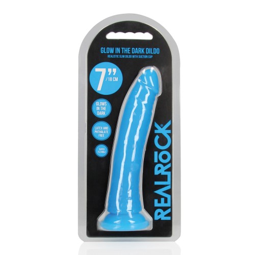 Dildo Shots RealRock Slim de 7" Azul Neón