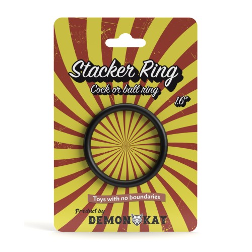 Demon Kat Black Stacker Ring 1.6'